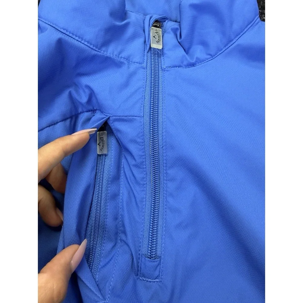 Callaway Weather Series 1/4 Zip Windbreaker Jacket Mens Small Blue Golf Pullover